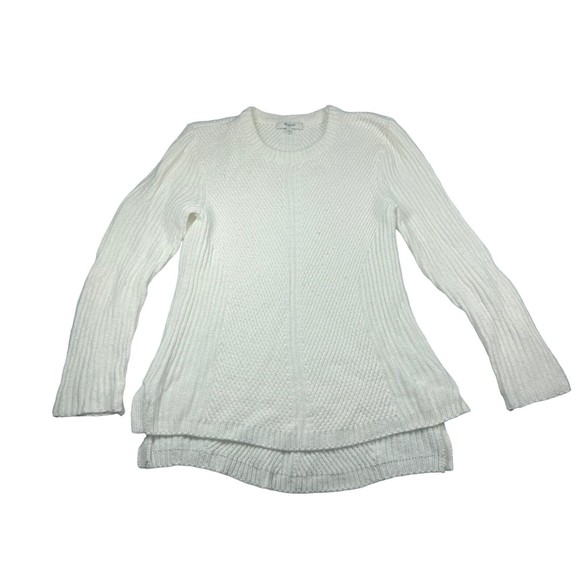 Madewell Women's Ivory Holcomb Textured Ribbed Sweater Size S Cotton Blend - Picture 2 of 6